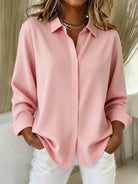 Marisol | Women's Oversized Button Up Classic Collar Cuffed Sleeve Shirt