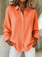 Marisol | Women's Oversized Button Up Classic Collar Cuffed Sleeve Shirt