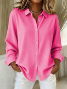 Marisol | Women's Oversized Button Up Classic Collar Cuffed Sleeve Shirt