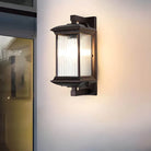 Outdoor Wall Lantern Light with Fluted Glass, Coffee-Brown Finish