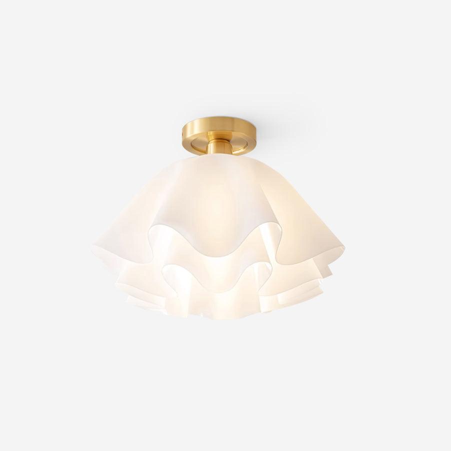 Ceiling Light Wavy Acrylic Shade - White and Gold, E27