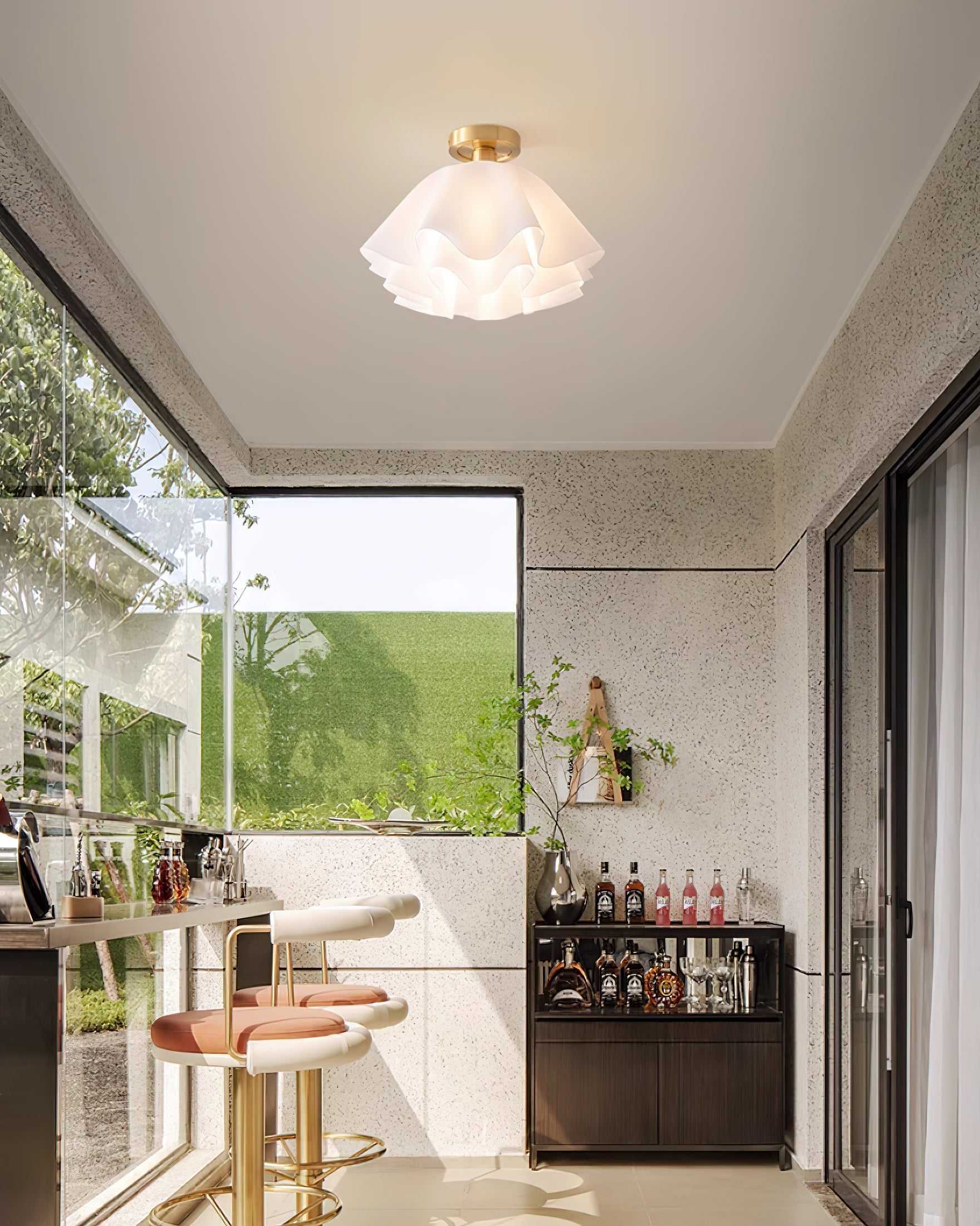 Ceiling Light Wavy Acrylic Shade - White and Gold, E27