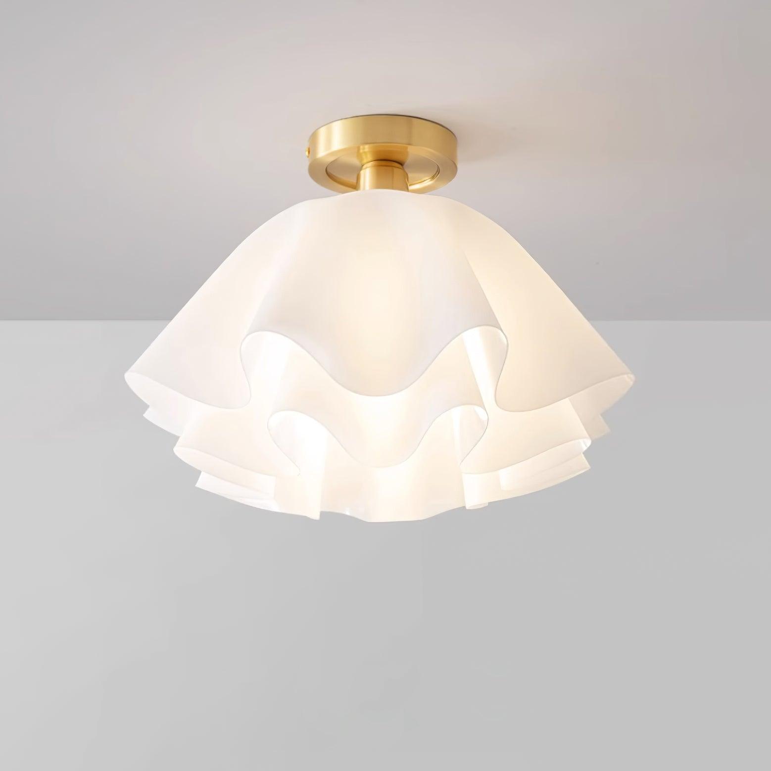 Ceiling Light Wavy Acrylic Shade - White and Gold, E27