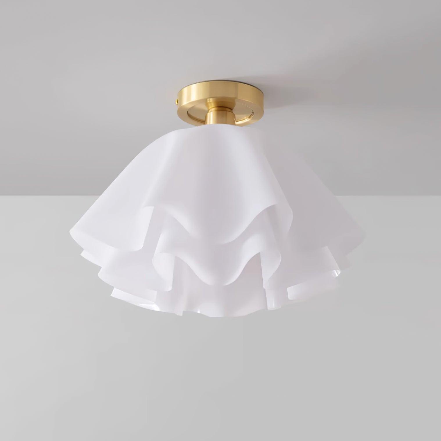 Ceiling Light Wavy Acrylic Shade - White and Gold, E27
