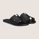 Men's Leather Slide Sandals with Cushioned Footbed