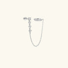 Women's Chain Cuff Earrings with Diamond Accents, Sterling Silver