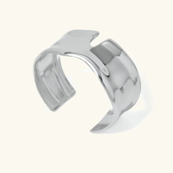 Women's Gold-Plated Minimalist Cuff Bracelet - Stainless Steel