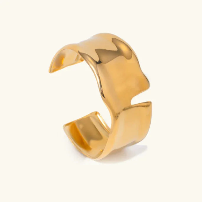 Women's Gold-Plated Minimalist Cuff Bracelet - Stainless Steel