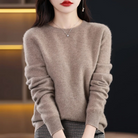 Women's Cashmere Crew Neck Sweater - Ribbed Knit Pullover
