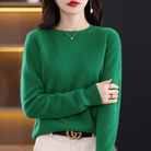 Women's Cashmere Crew Neck Sweater - Ribbed Knit Pullover
