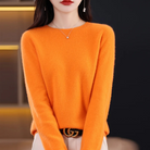 Women's Cashmere Crew Neck Sweater - Ribbed Knit Pullover