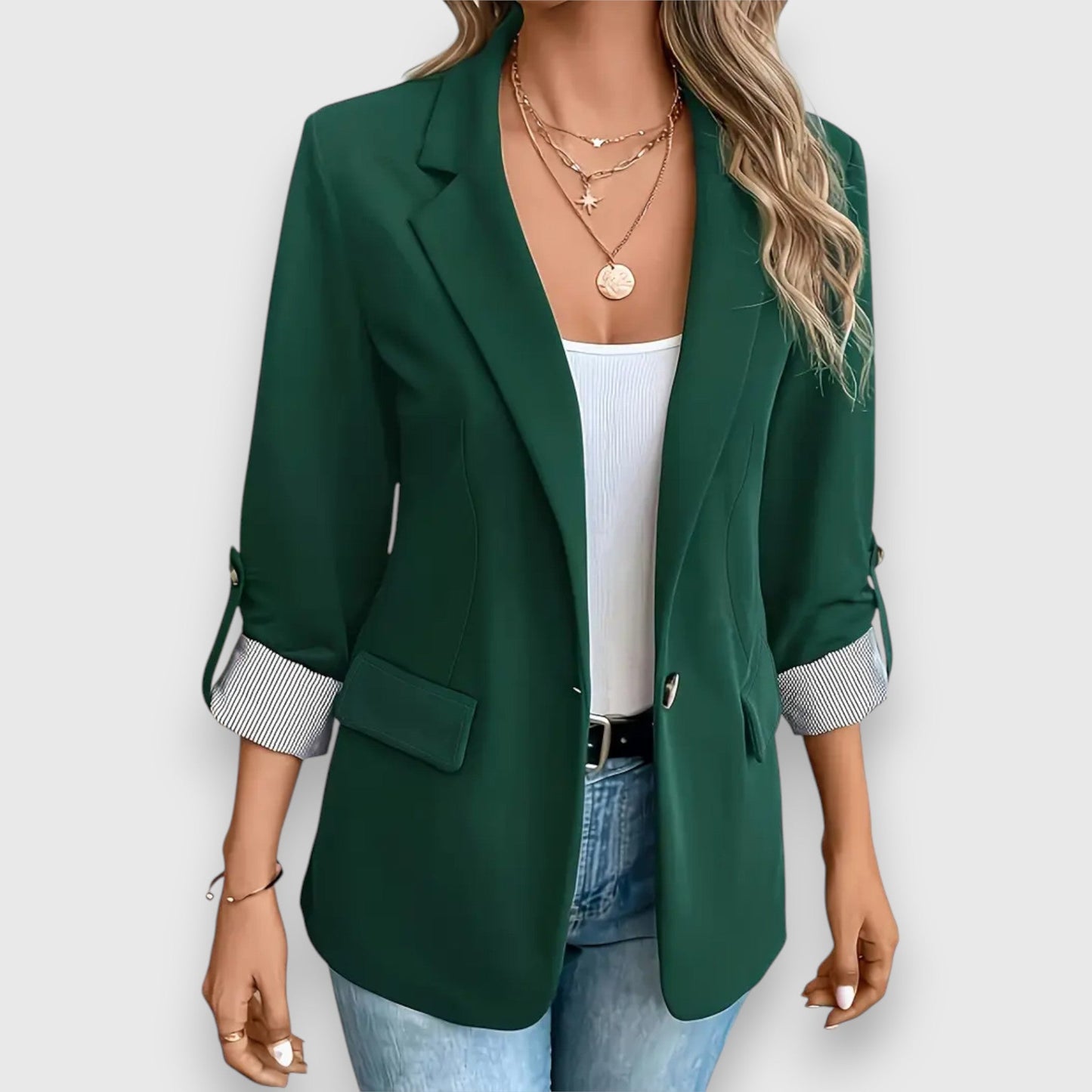 Tine | Dames Blazer – Getailleerde Pasvorm, Enkelrijig, Klassieke Revers, Veelzijdig Design
