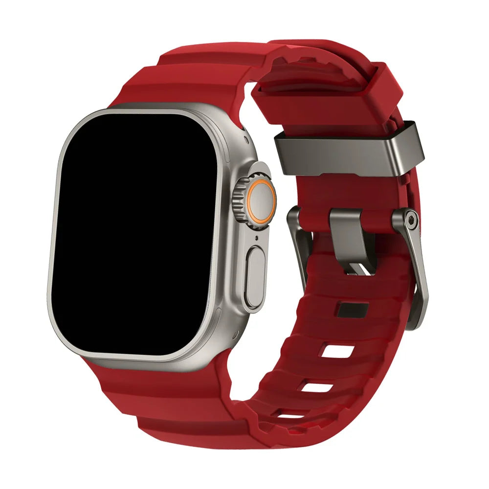 Silicone Sport Watch Strap with Titanium Buckle - Apple Watch Compatible