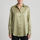 dames relaxed fit glanzende blouse in groen