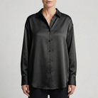 dames relaxed fit glanzende blouse in zwart