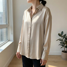 dames relaxed fit glanzende blouse