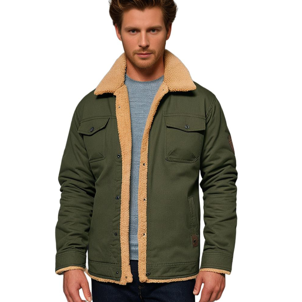 Men's Sherpa-Lined Winter Jacket - Warm Fleece-Lined Coat