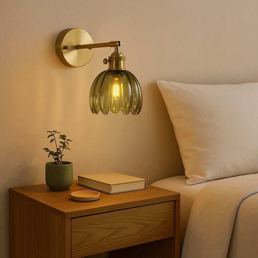 Tulip Shade Wall Light - Glass Sconce for Bedroom and Hallway
