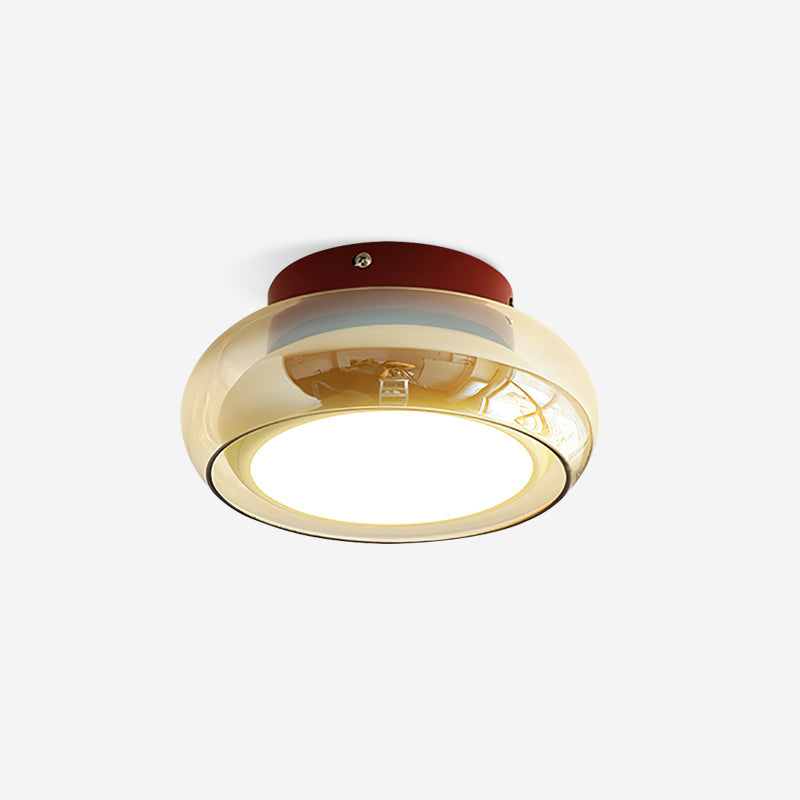 Retro Glass Flush Mount Ceiling Light with Smoked Glass Shade