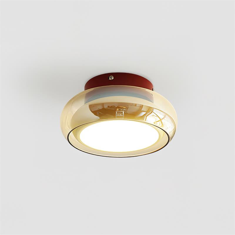 Retro Glass Flush Mount Ceiling Light with Smoked Glass Shade