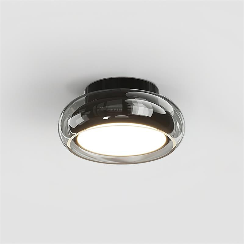 Retro Glass Flush Mount Ceiling Light with Smoked Glass Shade