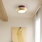 Retro Glass Flush Mount Ceiling Light with Smoked Glass Shade
