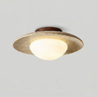 round modern minimalist travertine ceiling light in beige