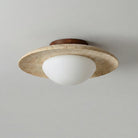 round modern minimalist travertine ceiling light
