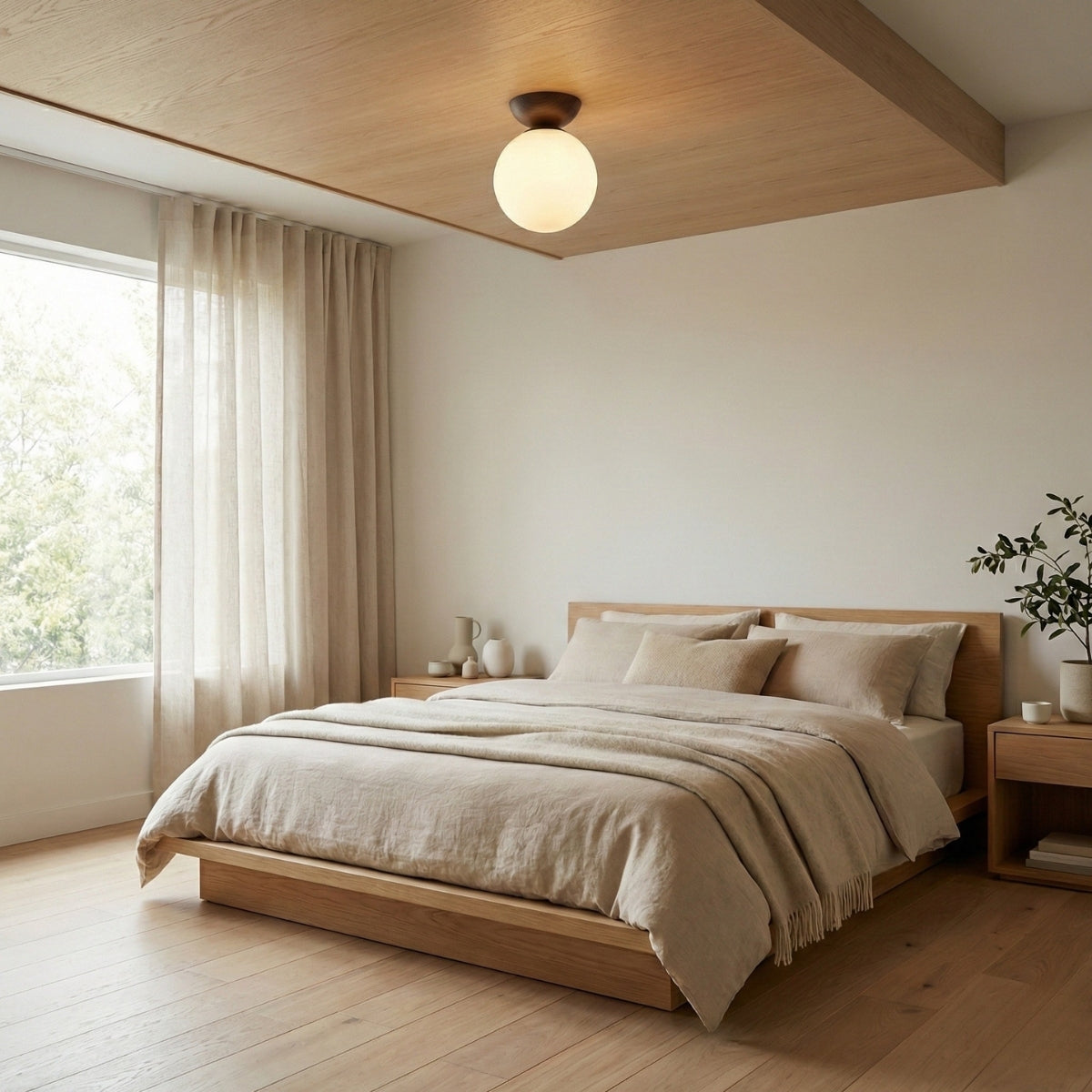 round japandi globe ceiling light