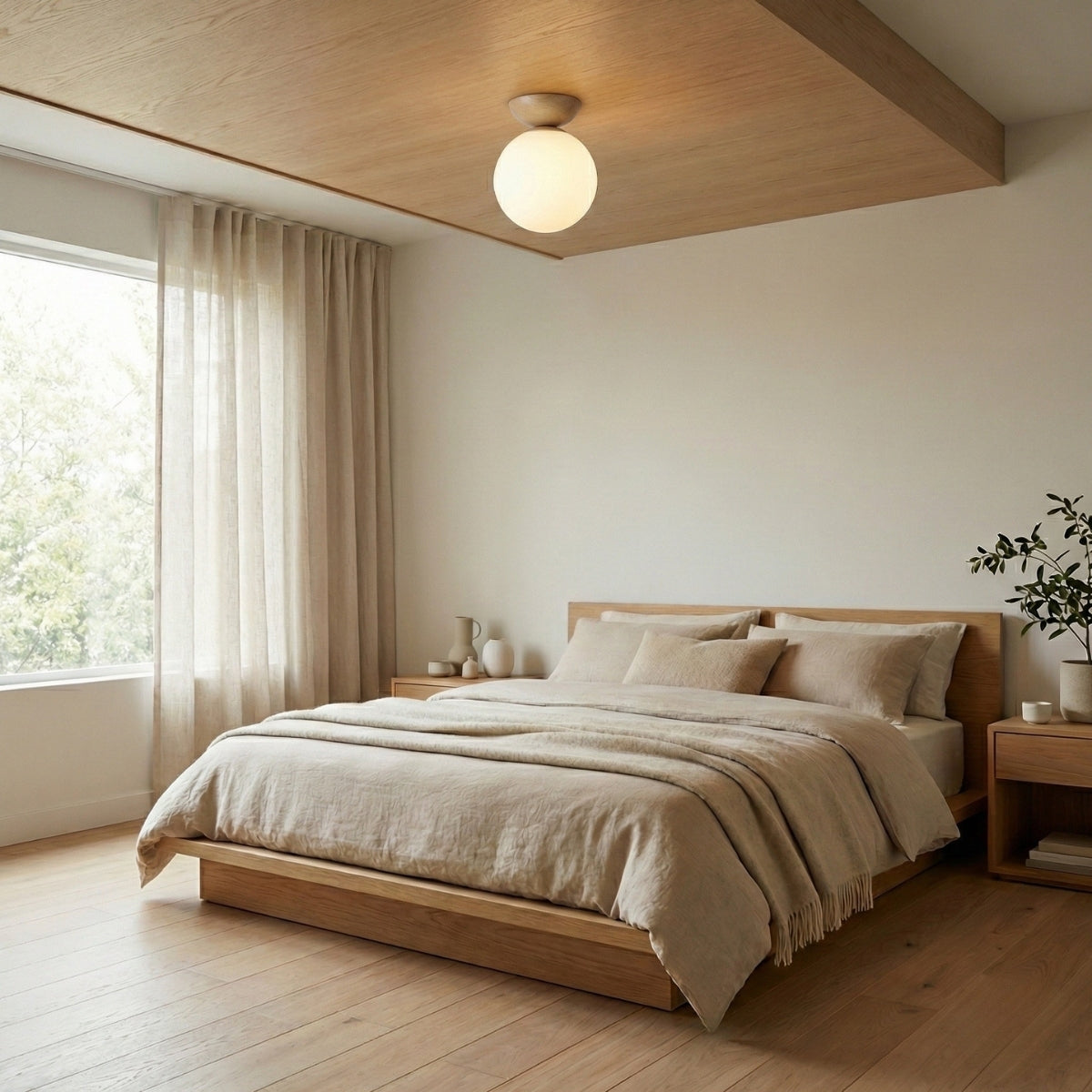 round japandi globe ceiling light