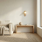 round nordic wood wall light