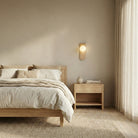 round nordic wood wall light