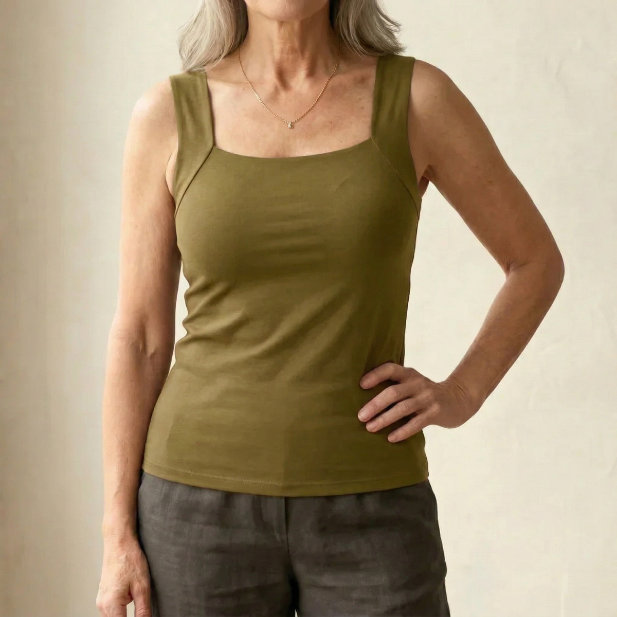Women's Built-In Bra Tank Top - Soft Stretch Comfort Top