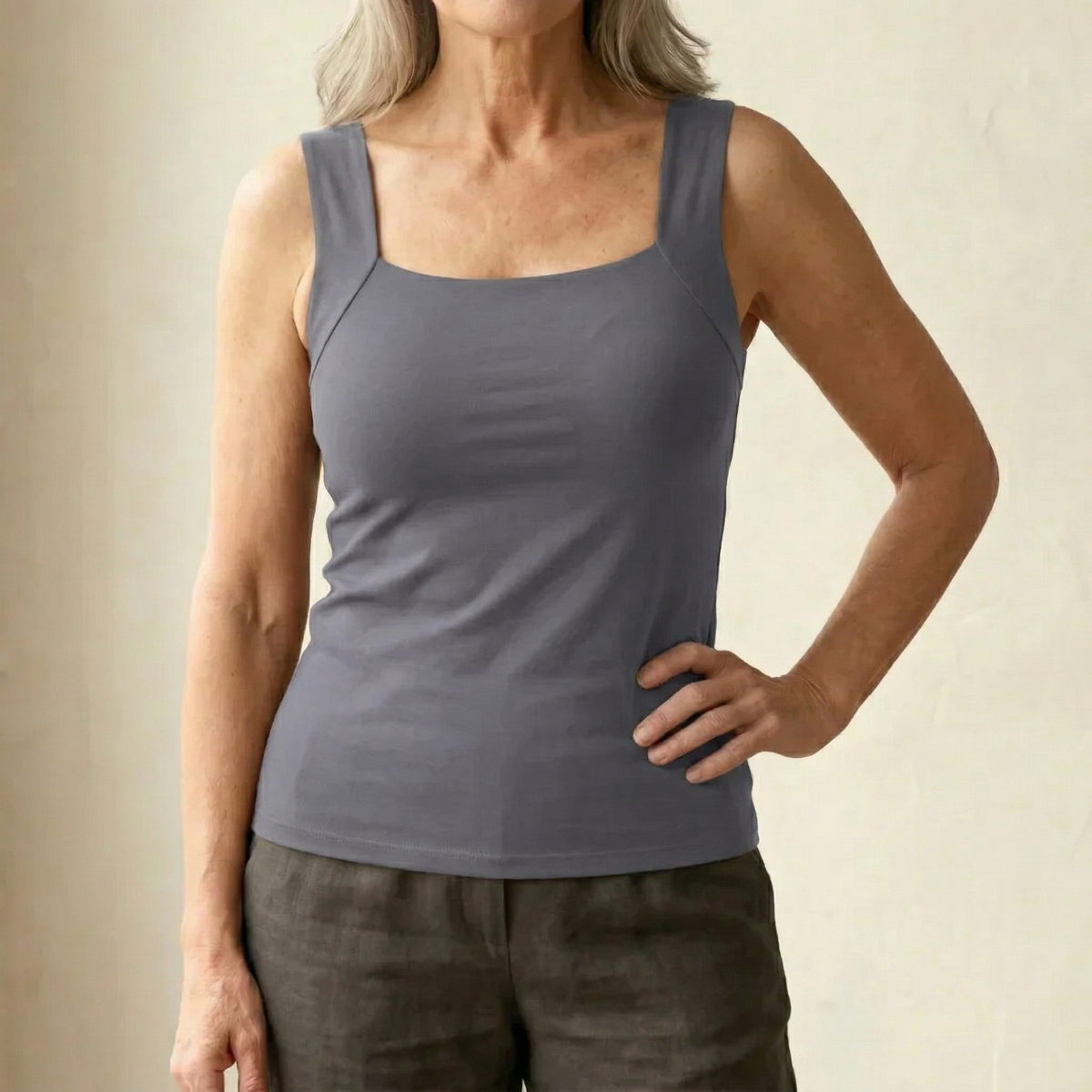 Women's Built-In Bra Tank Top - Soft Stretch Comfort Top