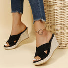 Women's Espadrille Wedge Sandals Cross-Strap Slip-On
