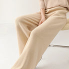 Women's Merino Wool Pants, High-Waisted Wide-Leg Knit