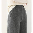 Women's Merino Wool Pants, High-Waisted Wide-Leg Knit