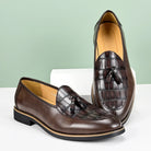 Men's Leather Tassel Loafers, Croc-Embossed Dress Shoes