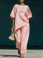 Kalynra | Women's Linen Blend Relaxed Wide Leg Matching Set