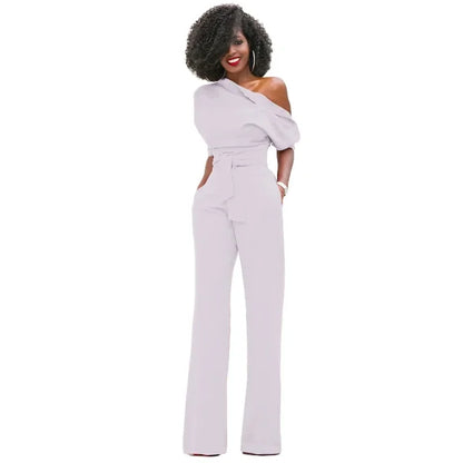 Zamira | Dames Jumpsuit – Elegante Jumpsuit met Wijde Pijpen en Unieke Schuine Kraag