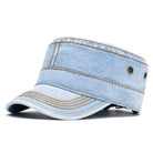 Unisex Denim Cadet Cap – Flat-Top Military Style Hat