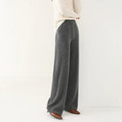 Women's Merino Wool Pants, High-Waisted Wide-Leg Knit