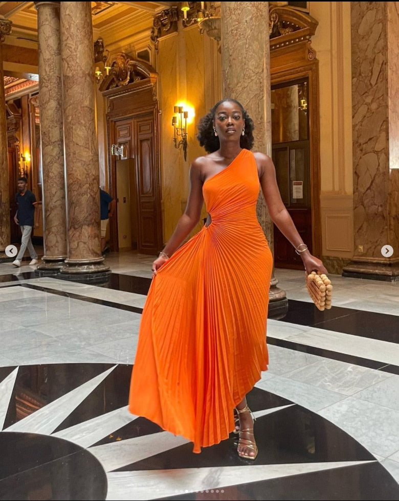 Floretta | Dames Maxi-Jurk, Elegante Plooiende Design voor Lente en Zomer