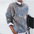 Women's Floral Print Sweater - Soft Knit Pullover