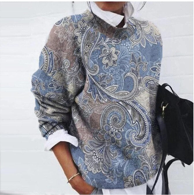 Women's Floral Print Sweater - Soft Knit Pullover