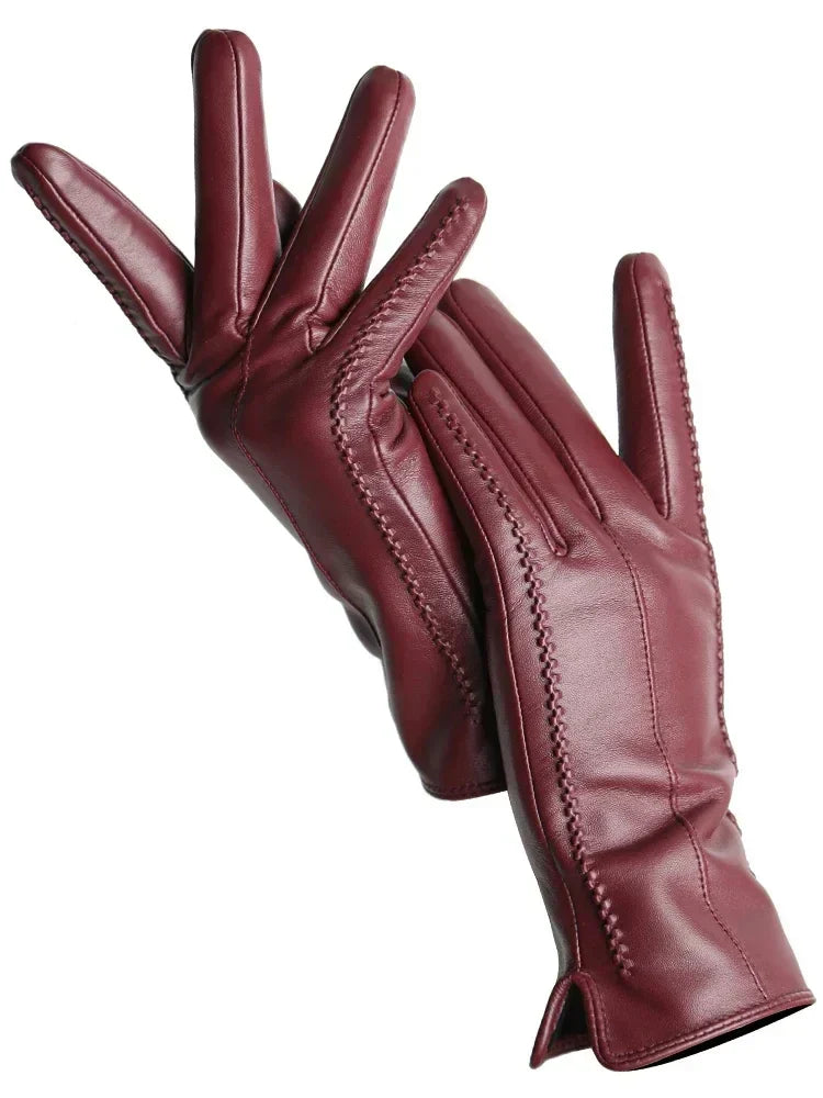 Women's Leather Gloves Warm Fleece Lined Winter Accessory