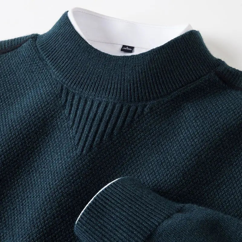 Women's Waffle-Knit Sweater with Ribbed Trim
