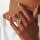 Women's Stacked Diamond Ring Gold-Plated Mixed-Tone Band