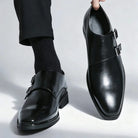 Men's Leather Loafers – Semi-Gloss Monk Style Shoes