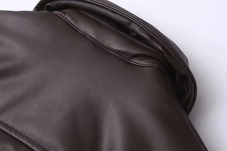 Maja Jas Dames | Oversized Vegan Leren Jas met Warme Voering